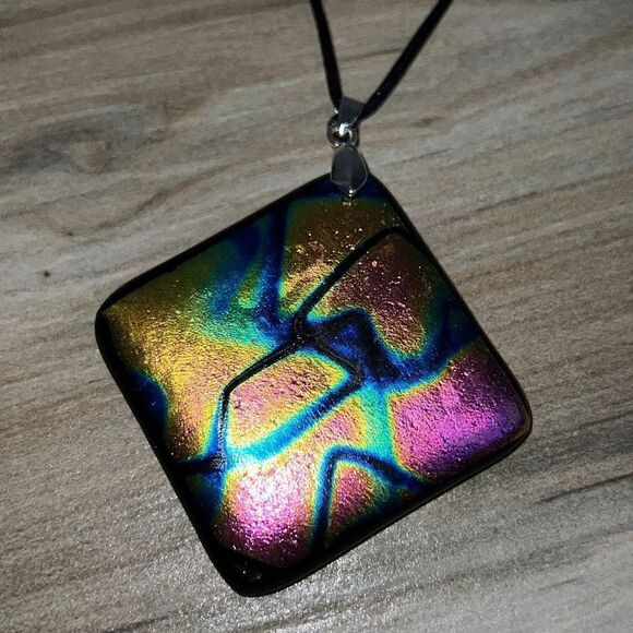 Dichroic Holographic Glass Fused Pendant Gypsy Vibes - Picture 2 of 6